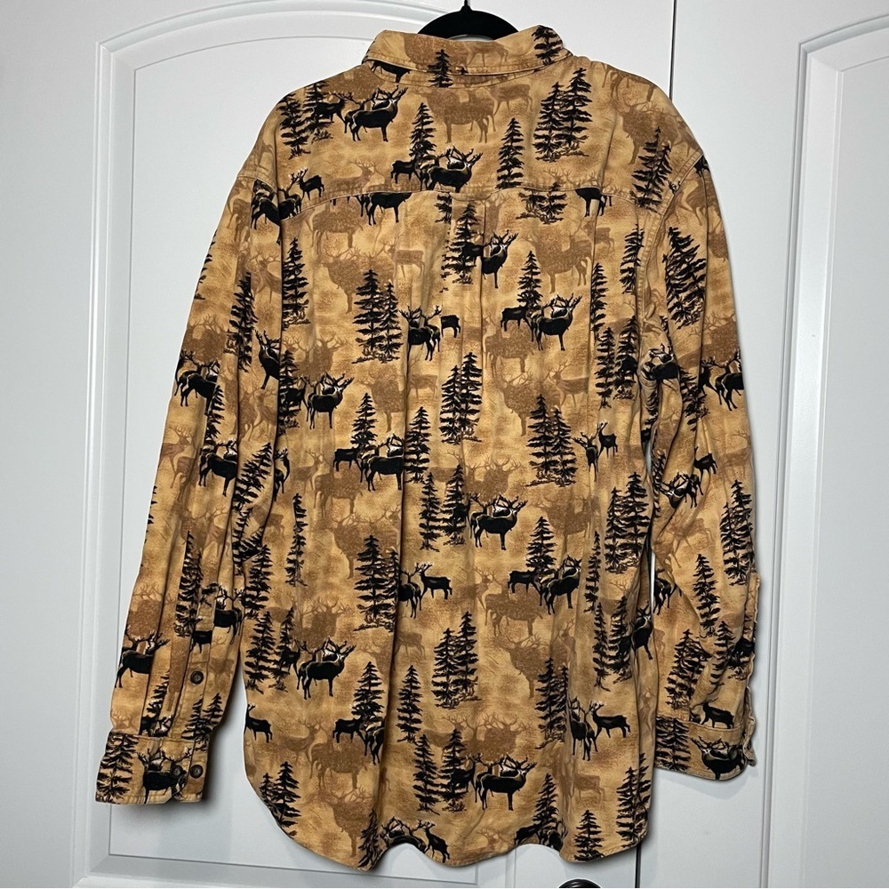 Woolrich Vintage 100% Cotton Dark Wheat Whitetail Deer Forest Outdoors Shirt - Picture 4 of 12